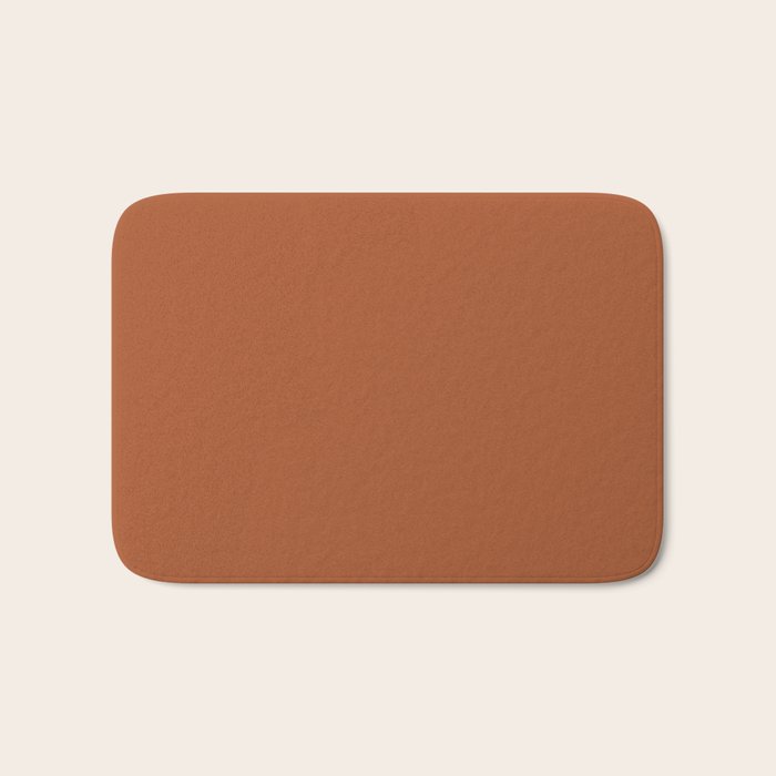 Clay Solid Deep Rich Rust Terracotta Colour Bath Mat Gallery Image 1