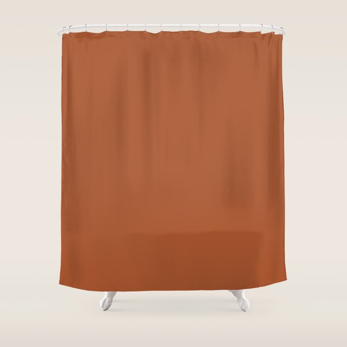 Clay Solid Deep Rich Rust Terracotta Colour Shower Curtain Gallery Image 1