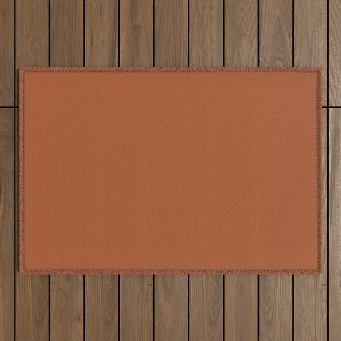 Clay Solid Deep Rich Rust Terracotta Colour Outdoor Rug Gallery Image 1