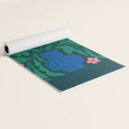 Summer Bloom: Pine Green Leaves & Pink Poppies Yoga Mat Gallery Image 2