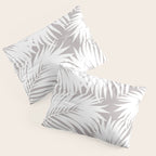 Palm Tree Fronds White on Soft Grey Hawaii Tropical Décor Pillow Sham Gallery Image 3