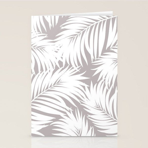 Palm Tree Fronds White on Soft Grey Hawaii Tropical Décor Stationery Card Gallery Image 2
