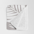 Palm Tree Fronds White on Soft Grey Hawaii Tropical Décor Throw Blanket Gallery Image 3