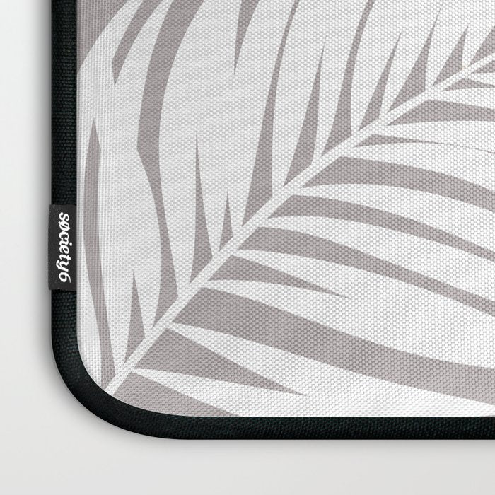 Palm Tree Fronds White on Soft Grey Hawaii Tropical Décor Laptop Sleeve Gallery Image 3