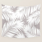 Palm Tree Fronds White on Soft Grey Hawaii Tropical Décor Wall Tapestry Gallery Image 4