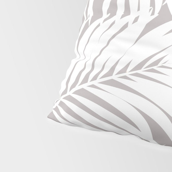 Palm Tree Fronds White on Soft Grey Hawaii Tropical Décor Pillow Sham Gallery Image 4