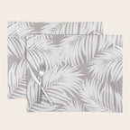 Palm Tree Fronds White on Soft Grey Hawaii Tropical Décor Placemat Gallery Image 1