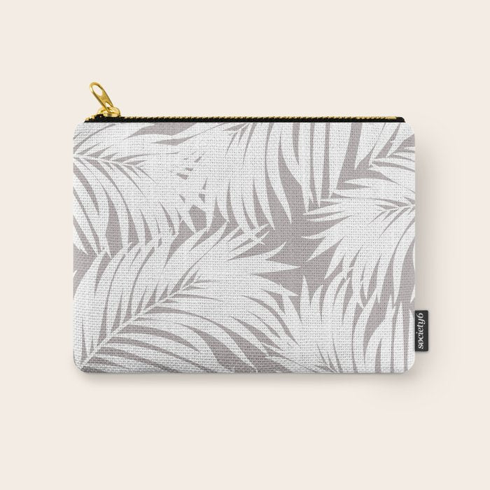 Palm Tree Fronds White on Soft Grey Hawaii Tropical Décor Carry All Pouch Gallery Image 1