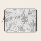 Palm Tree Fronds White on Soft Grey Hawaii Tropical Décor Laptop Sleeve Gallery Image 1