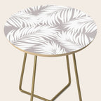 Palm Tree Fronds White on Soft Grey Hawaii Tropical Décor Side Table Gallery Image 2