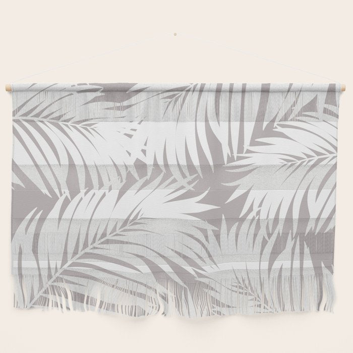 Palm Tree Fronds White on Soft Grey Hawaii Tropical Décor Wall Hanging Gallery Image 1