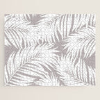 Palm Tree Fronds White on Soft Grey Hawaii Tropical Décor Jigsaw Puzzle Gallery Image 1