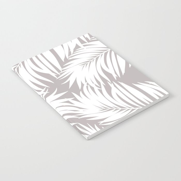 Palm Tree Fronds White on Soft Grey Hawaii Tropical Décor Notebook Gallery Image 1