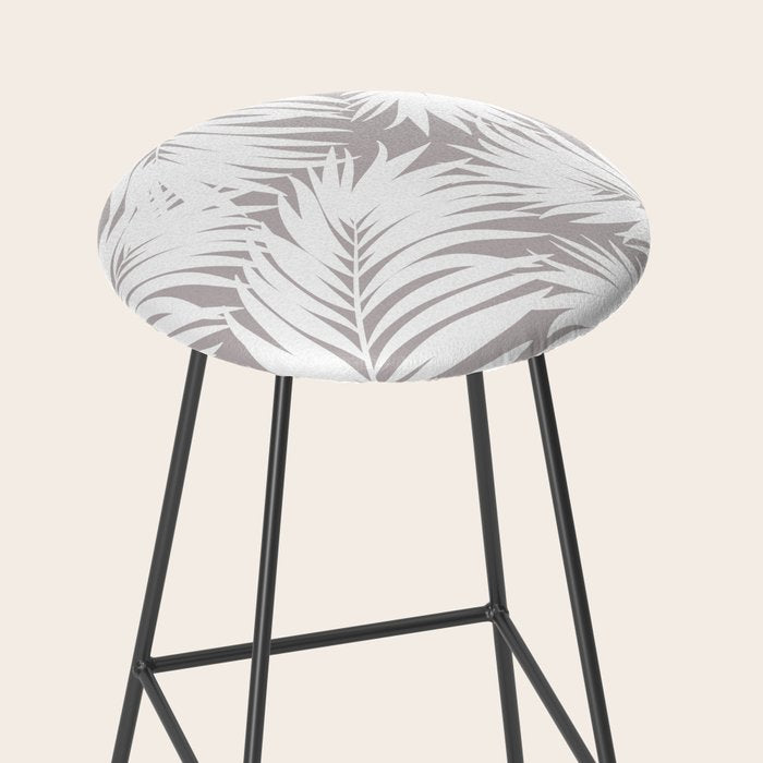 Palm Tree Fronds White on Soft Grey Hawaii Tropical Décor Stool Gallery Image 2