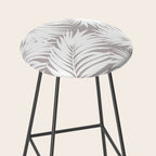 Palm Tree Fronds White on Soft Grey Hawaii Tropical Décor Stool Gallery Image 2