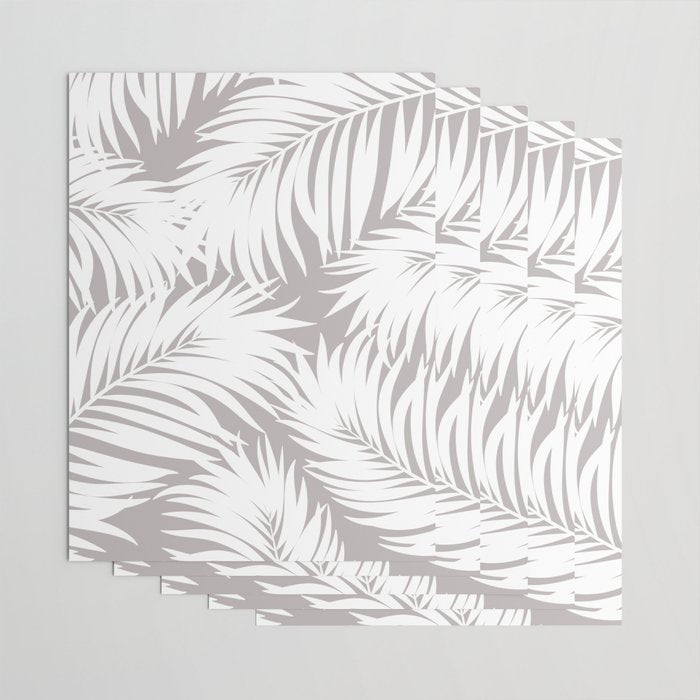 Palm Tree Fronds White on Soft Grey Hawaii Tropical Décor Wrapping Paper Gallery Image 3