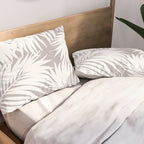 Palm Tree Fronds White on Soft Grey Hawaii Tropical Décor Pillow Sham Gallery Image 2