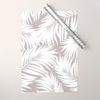 Palm Tree Fronds White on Soft Grey Hawaii Tropical Décor Wrapping Paper Gallery Image 1
