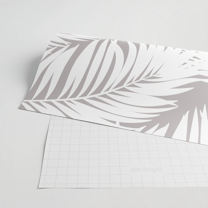 Palm Tree Fronds White on Soft Grey Hawaii Tropical Décor Wrapping Paper Gallery Image 2