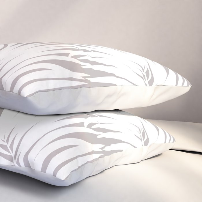 Palm Tree Fronds White on Soft Grey Hawaii Tropical Décor Pillow Sham Gallery Image 3