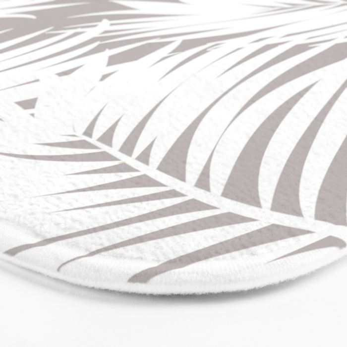 Palm Tree Fronds White on Soft Grey Hawaii Tropical Décor Bath Mat Gallery Image 3