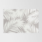 Palm Tree Fronds White on Soft Grey Hawaii Tropical Décor Rug Gallery Image 2