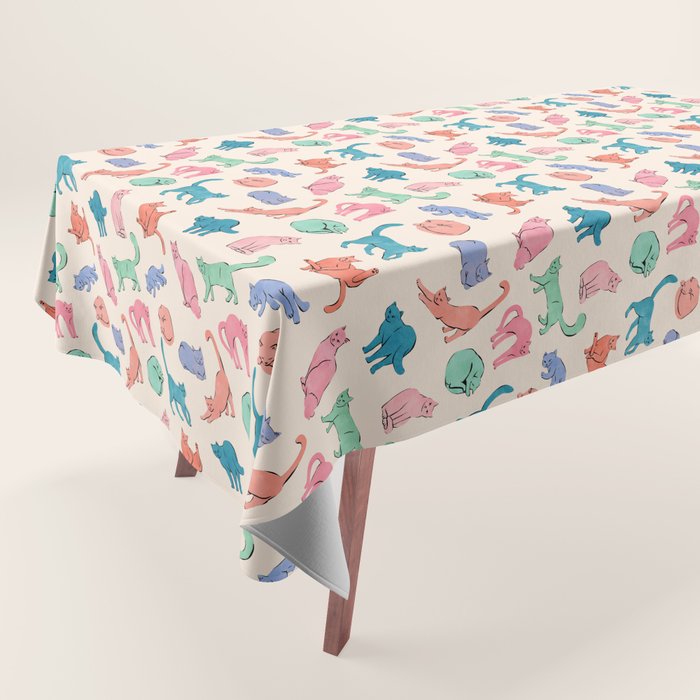 Pastel Cats Tablecloth Gallery Image 1
