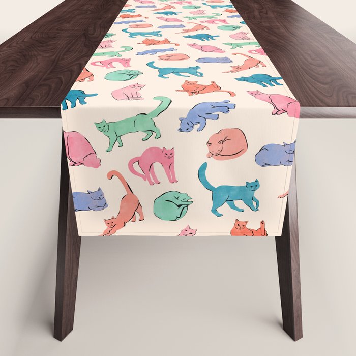 Pastel Cats Table Runner Gallery Image 1