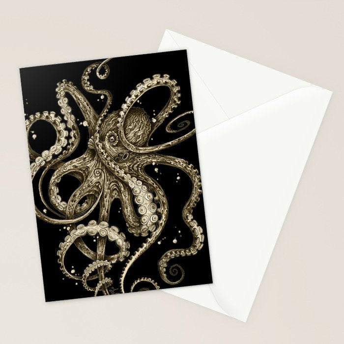 Octopsychedelia Sepia Stationery Card Gallery Image 2