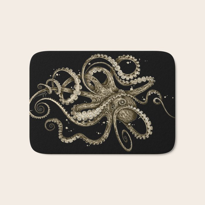 Octopsychedelia Sepia Bath Mat Gallery Image 1
