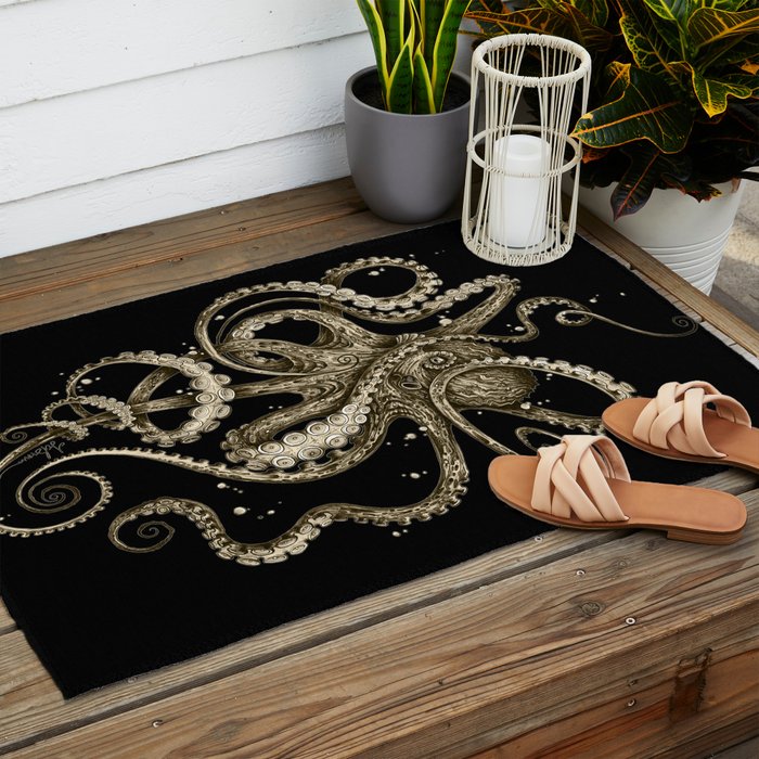 Octopsychedelia Sepia Outdoor Rug Gallery Image 2