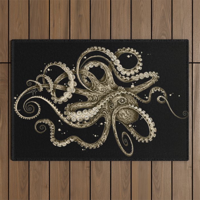 Octopsychedelia Sepia Outdoor Rug Gallery Image 1