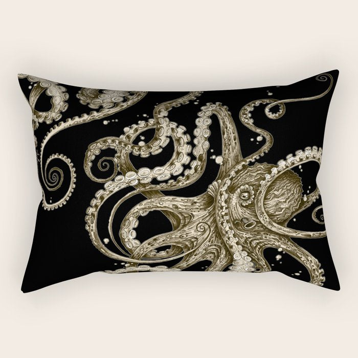 Octopsychedelia Sepia Rectangular Pillow Gallery Image 2