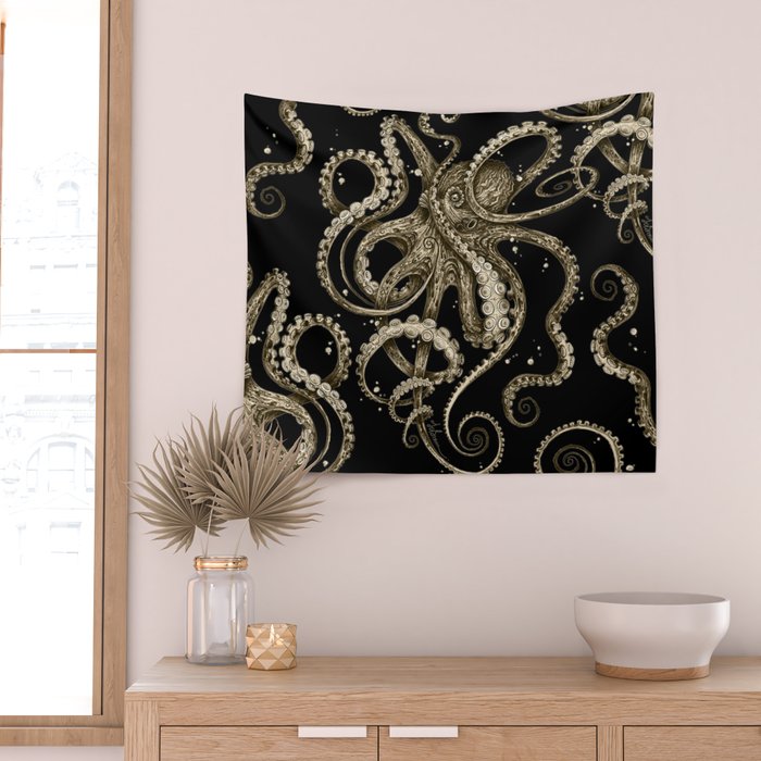 Octopsychedelia Sepia Wall Tapestry Gallery Image 2