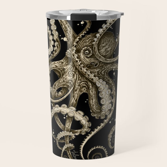 Octopsychedelia Sepia Travel Mug Gallery Image 1