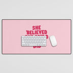 She Believed She Could So She Did in Pink Desk Mat Gallery Image 1
