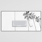 Minimal Black and White Palm Trees Desk Mat Gallery Image 1