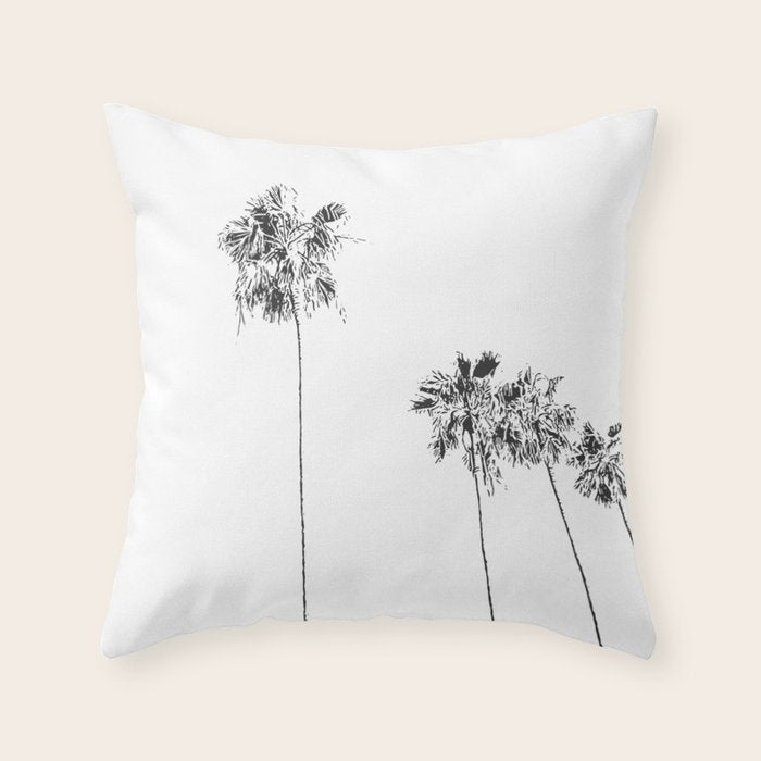 Minimal Black and White Palm Trees Throw Pillow Gallery Image 6
