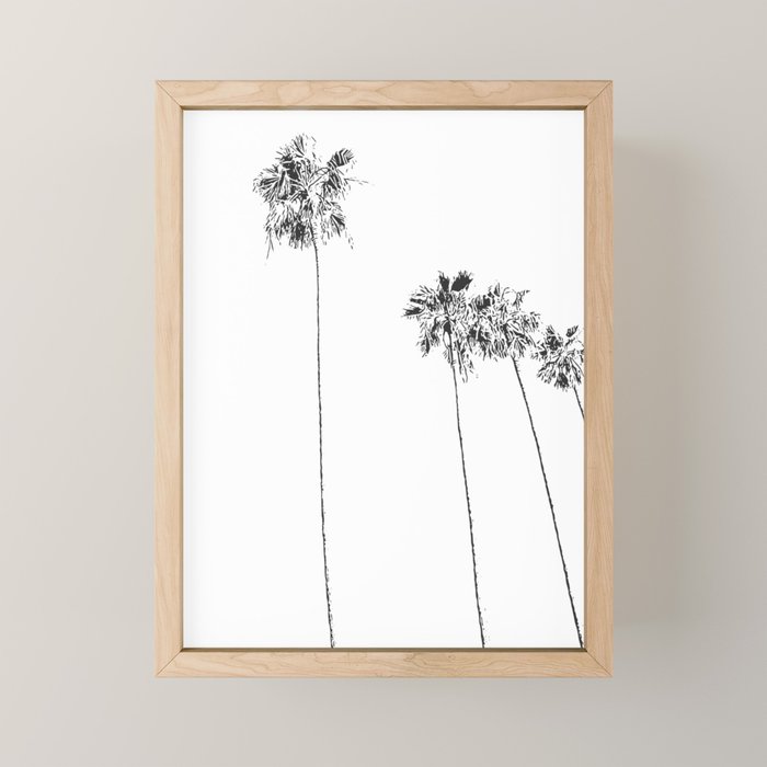 Minimal Black and White Palm Trees Mini Art Print Gallery Image 1