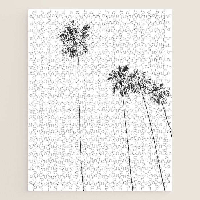 Minimal Black and White Palm Trees Jigsaw Puzzle Gallery Image 1