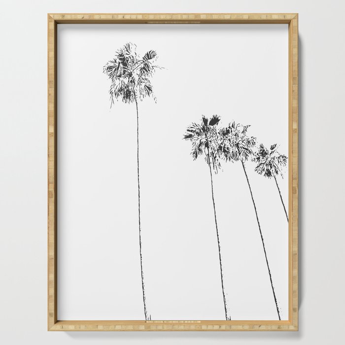 Minimal Black and White Palm Trees Serving Tray Gallery Image 1