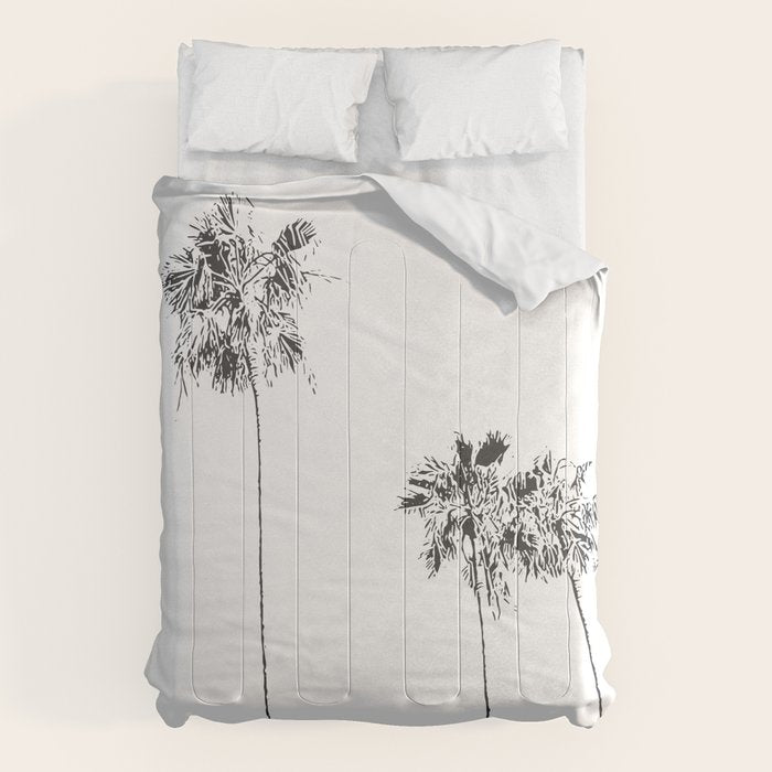 Minimal Black and White Palm Trees Comforter Gallery Image 1