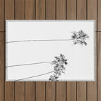 Minimal Black and White Palm Trees Outdoor Rug Gallery Image 1