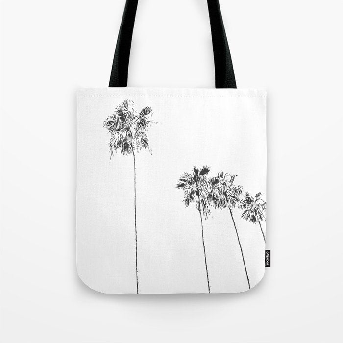 Minimal Black and White Palm Trees Tote Bag Gallery Image 1