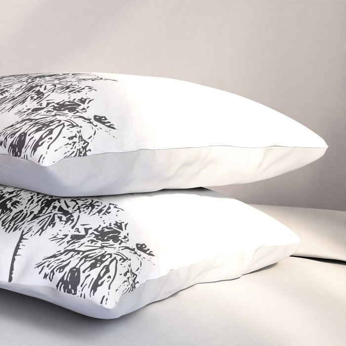 Minimal Black and White Palm Trees Pillow Sham Gallery Image 3