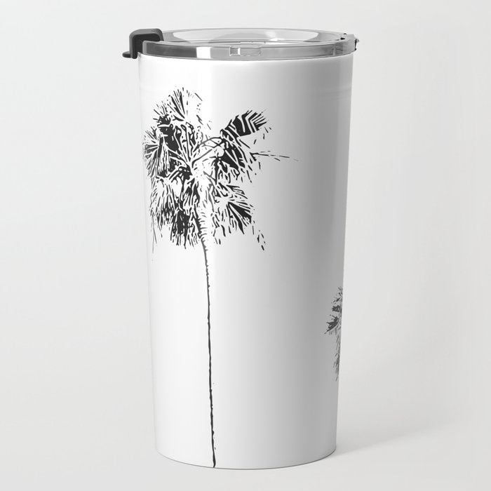 Minimal Black and White Palm Trees Travel Mug Gallery Image 3
