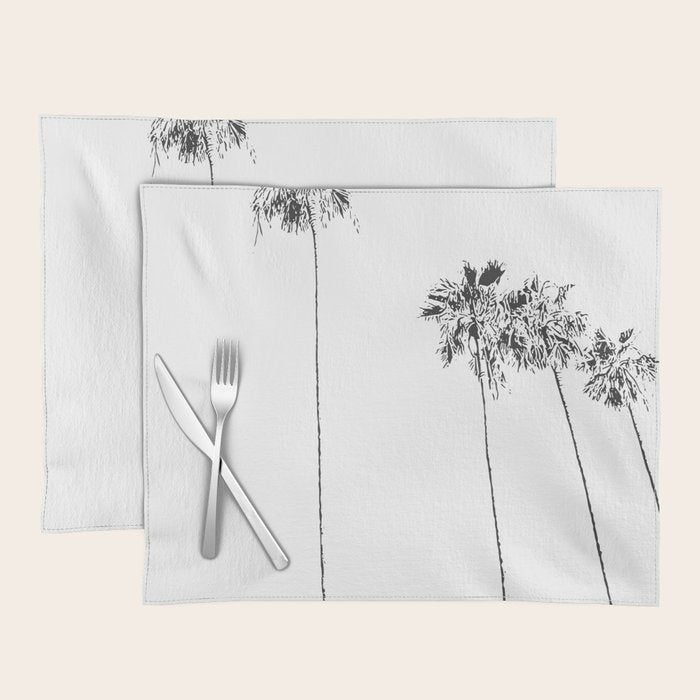 Minimal Black and White Palm Trees Placemat Gallery Image 1