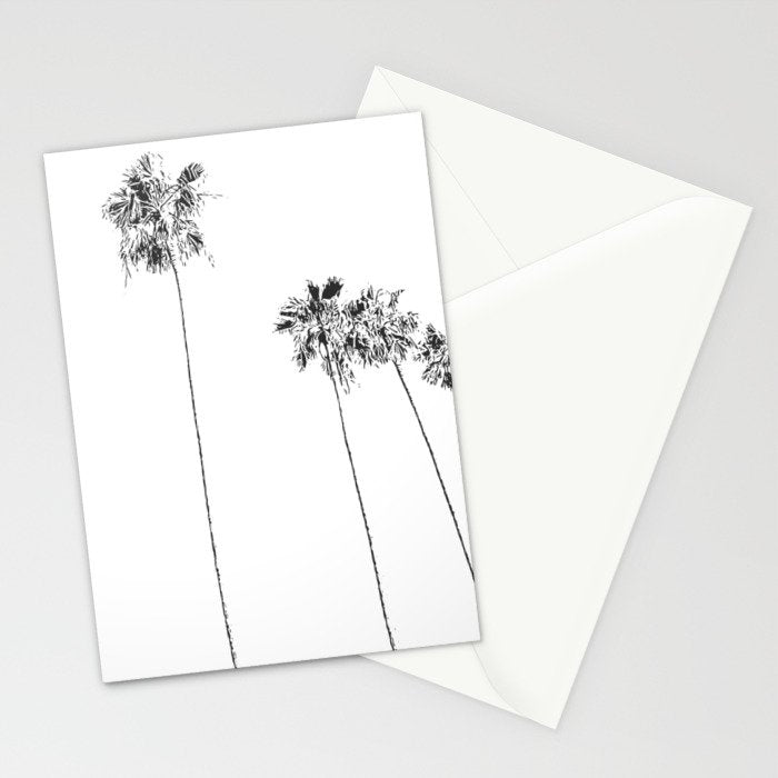 Minimal Black and White Palm Trees Stationery Card Gallery Image 2