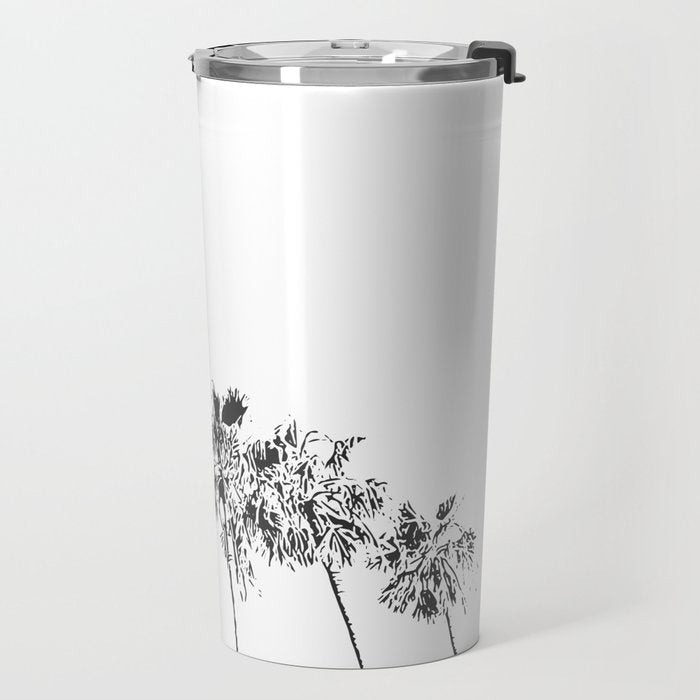 Minimal Black and White Palm Trees Travel Mug Gallery Image 2