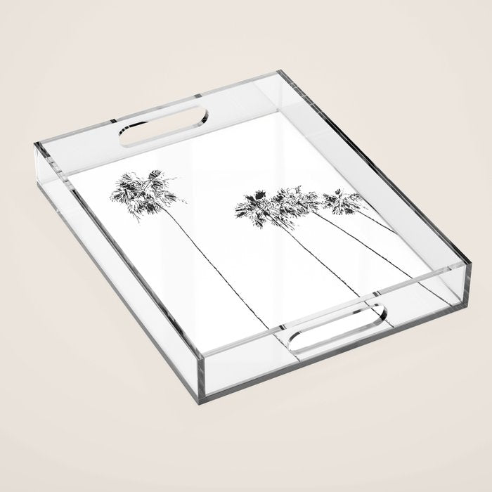 Minimal Black and White Palm Trees Acrylic Tray Gallery Image 1